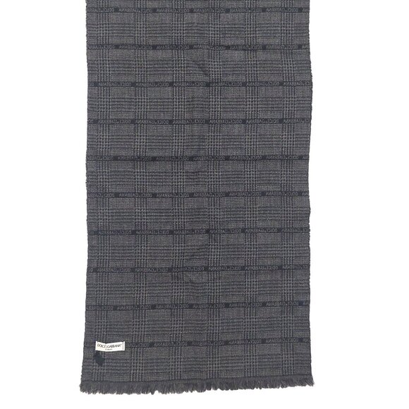 Dolce & Gabbana Vintage Black White Logo Print Plaid Scarf - Picture 9 of 13